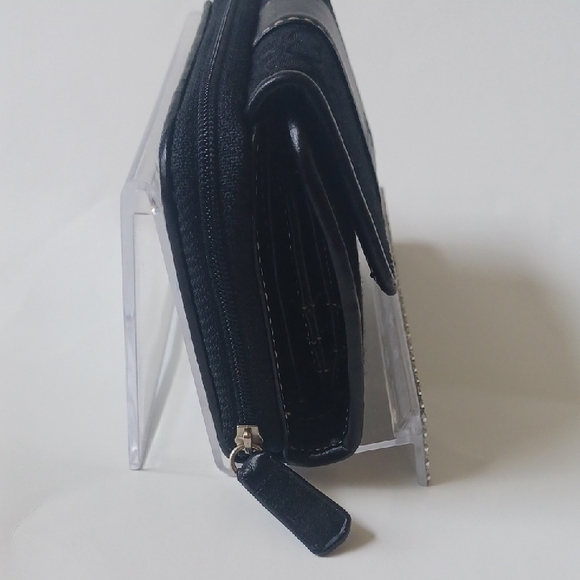 Coach Black and Silver Compact Wallet with Flap Closure - Picture 7 of 12